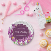 Waterverf Paarse Iris Botanische pooldots Papieren Bordje (Feest)