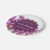 Waterverf Paarse Iris Botanische pooldots Papieren Bordje (Gekanteld)