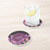 Waterverf Paarse Iris Botanische pooldots Zandsteen Onderzetter (Zijkant)