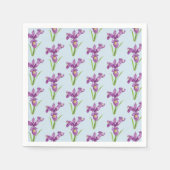 Waterverf Paarse Iris Floral Art Servetten (Voorkant)