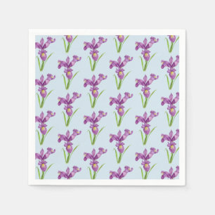 Waterverf Paarse Iris Floral Art Servetten