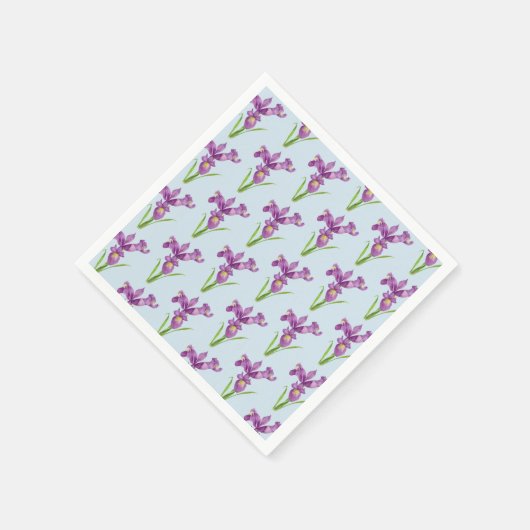 Waterverf Paarse Iris Floral Art Servetten (Hoek)