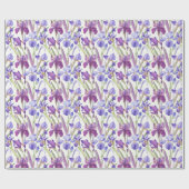 Waterverf Paarse Iris Flowers Cadeaupapier (Vlak)