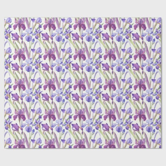 Waterverf Paarse Iris Flowers Cadeaupapier (Vlak)