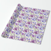 Waterverf Paarse Iris Flowers Cadeaupapier (Uitgerold)