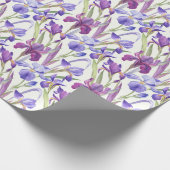 Waterverf Paarse Iris Flowers Cadeaupapier (Hoek)