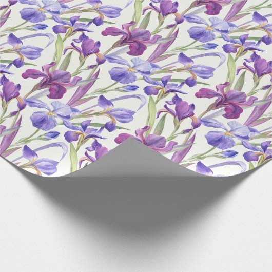 Waterverf Paarse Iris Flowers Cadeaupapier (Hoek)