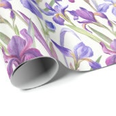 Waterverf Paarse Iris Flowers Cadeaupapier (Rol Hoek)