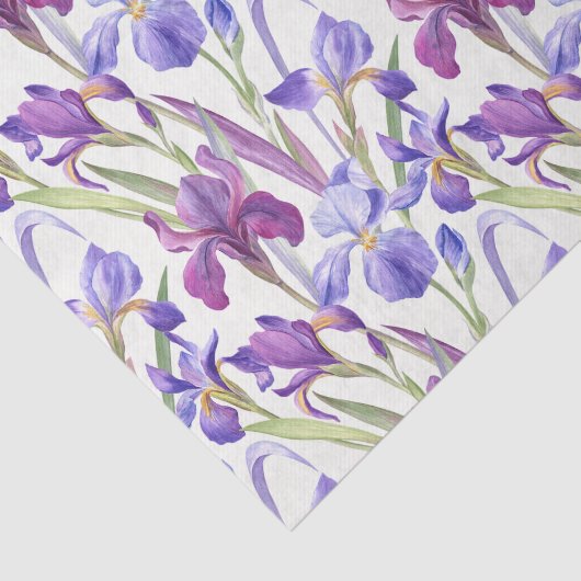 Waterverf Paarse Iris Flowers Tissuepapier (Detail)
