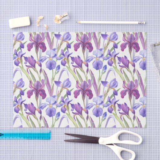Waterverf Paarse Iris Flowers Tissuepapier (Craft)