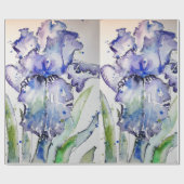 Waterverf Paarse Iris irises bloemen Verpakking Cadeaupapier (Vlak)