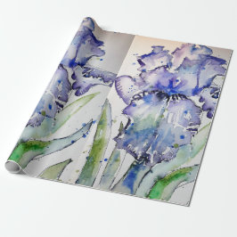 Waterverf Paarse Iris irises bloemen Verpakking Cadeaupapier