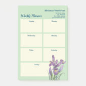 Waterverf Paarse Iris Light Green Weekly Planner Post-it® Notes (Voorkant)