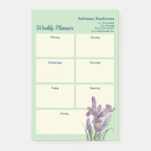 Waterverf Paarse Iris Light Green Weekly Planner