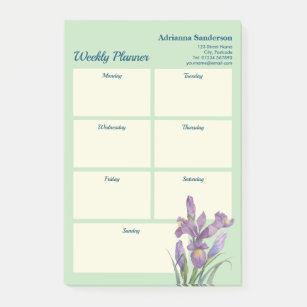Waterverf Paarse Iris Light Green Weekly Planner Post-it® Notes