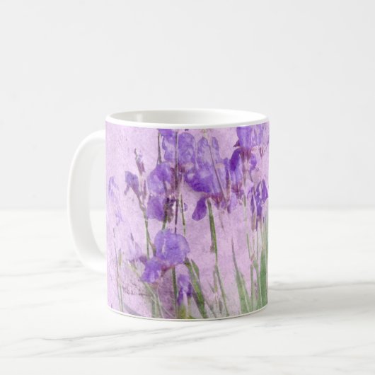 Waterverf Paarse Irises - Koffiemok (Voorkant links)