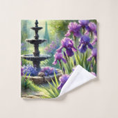 Waterverf Paarse Irissen Bloemig  Bad Handdoek (Wasdoekje)