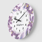 Waterverf Paarse Irissen Botanische Illustratie Grote Klok (Hoek)