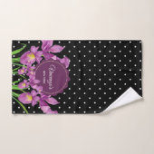 Waterverf Paarse Irissen Zwart Wit Polka Dots Bad Handdoek (Handdoek)