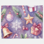 Waterverf Paarse Kerstmis Motieven Vakantie Fleece Deken (Voorkant (Horizontaal))