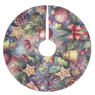 Waterverf Paarse Kerstmis Motieven Vakantie Kerstboom Rok