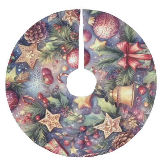 Waterverf Paarse Kerstmis Motieven Vakantie Kerstboom Rok (Voorkant)