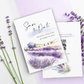 Waterverf Paarse Lavendel Bloemen Veld Bruiloft Save The Date
