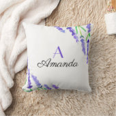 Waterverf Paarse Lavendel Bloemige Naam Monogram Kussen (Deken)