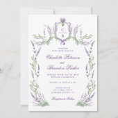 Waterverf Paarse Lavendel Crest Wedding Kaart (Voorkant)