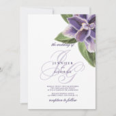 Waterverf paarse lavendel orchidee bruiloft i kaart (Voorkant)