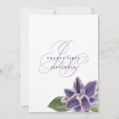 Waterverf paarse lavendel orchidee bruiloft i kaart (Achterkant)