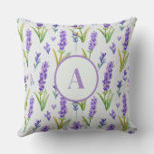 Waterverf Paarse Lavendel Patroon Monogram Kussen (Achterkant)