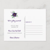 Waterverf Paarse & Lavendel Rozen Bewaar de datum Aankondigingskaart (Achterkant)