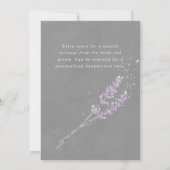Waterverf paarse lavender bloemen grijze bruiloft bedankkaart (Achterkant)