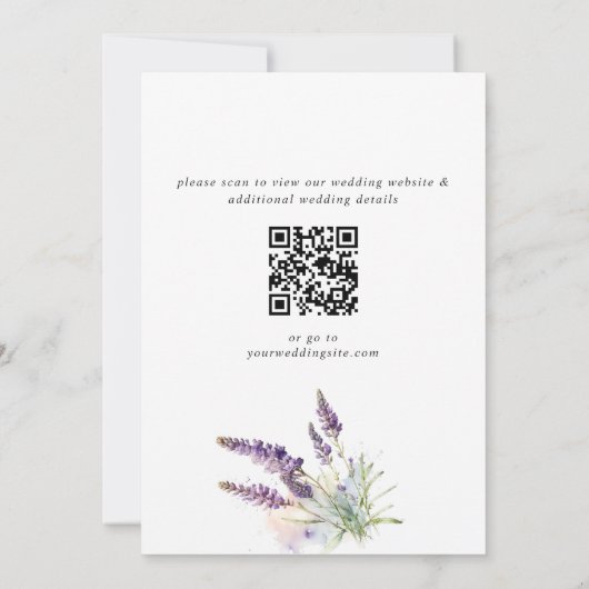Waterverf Paarse lavender Field Wedding QR-code Kaart (Achterkant)