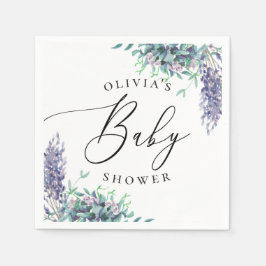 Waterverf paarse lavender florale baby shower servet