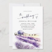 Waterverf Paarse lavender Flowers Field Wedding Kaart (Voorkant)