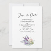 Waterverf Paarse lavender Flowers Field Wedding Save The Date (Achterkant)