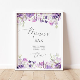 Waterverf paarse lavender Mimosa Poster