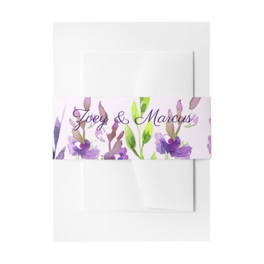 Waterverf Paarse lavender Uitnodigingen Wikkel (Voorkant Voorbeeld)