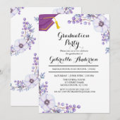 Waterverf Paarse lentekort Afstuderen Kaart (Voorkant / Achterkant)