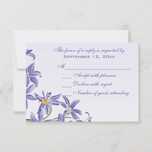 Waterverf Paarse lentevloeren RSVP Kaartje (Achterkant)