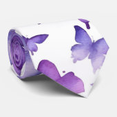 Waterverf Paarse levendige vlinders Stropdas (Opgerold)