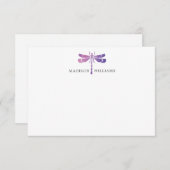 Waterverf Paarse Libel Gepersonaliseerd Notitiekaartje (Voorkant / Achterkant)