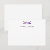 Waterverf Paarse Libel Persoonlijk Notitiekaartje (Voorkant / Achterkant)