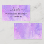 Waterverf paarse lila details. Bruiloft website Informatiekaartje (Voorkant / Achterkant)