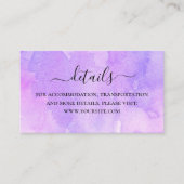 Waterverf paarse lila details. Bruiloft website Informatiekaartje (Voorkant)