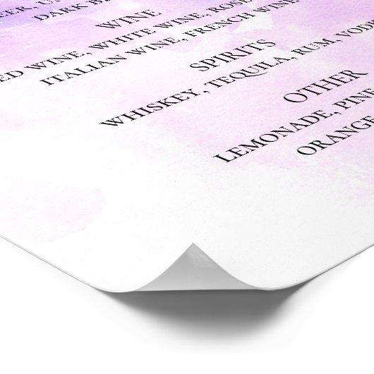 Waterverf paarse lila drinken voor het script brui poster (Hoek)