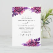 Waterverf paarse lila en roze bloemenbruiloft kaart (Staand voorkant)