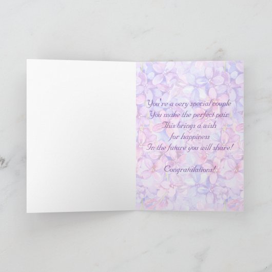 Waterverf Paarse Lila Flower Wedding Kaart (Binnen)